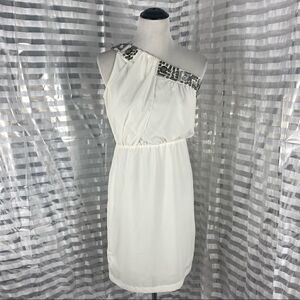 C.Luce One Shoulder Gem Adorned Cocktail Dress